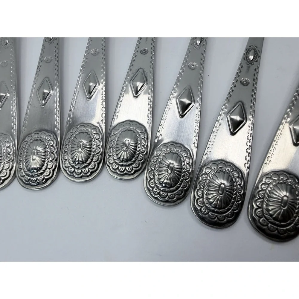 Wallace Taos 18/10 Southwest Style Stainless Flatware Iced Tea Spoons Set Of 8